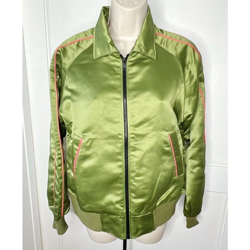 Flippers Roller Boogie Palace Satin Bomber Jacket Green Size Small